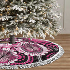 Australia Indigenous Tree Skirt Breast Cancer Ribbon Think Pink - Black Version LT14