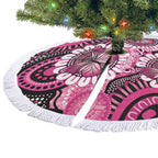 Australia Indigenous Tree Skirt Breast Cancer Ribbon Think Pink - Black Version LT14