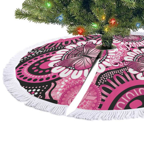Australia Indigenous Tree Skirt Breast Cancer Ribbon Think Pink - Black Version LT14