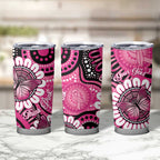 Personalised Australia Indigenous Tumbler Cup Breast Cancer Ribbon Think Pink - Black Version LT14