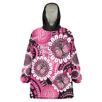 Personalised Australia Indigenous Wearable Blanket Hoodie Breast Cancer Ribbon Think Pink - Black Version LT14