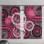 Personalised Australia Indigenous Window Curtain Breast Cancer Ribbon Think Pink - Black Version LT14