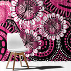 Personalised Australia Indigenous Window Curtain Breast Cancer Ribbon Think Pink - Black Version LT14