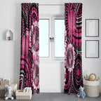 Personalised Australia Indigenous Window Curtain Breast Cancer Ribbon Think Pink - Black Version LT14