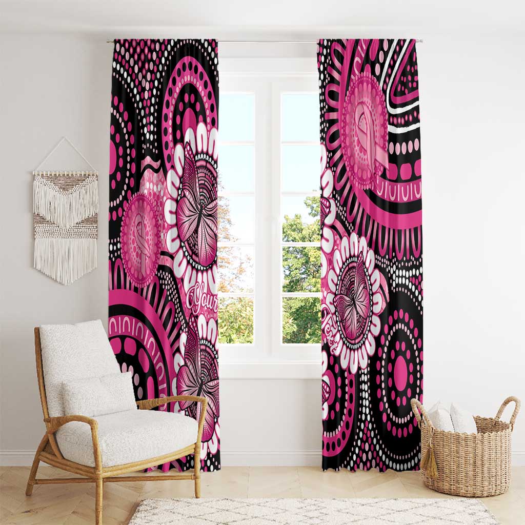Personalised Australia Indigenous Window Curtain Breast Cancer Ribbon Think Pink - Black Version LT14