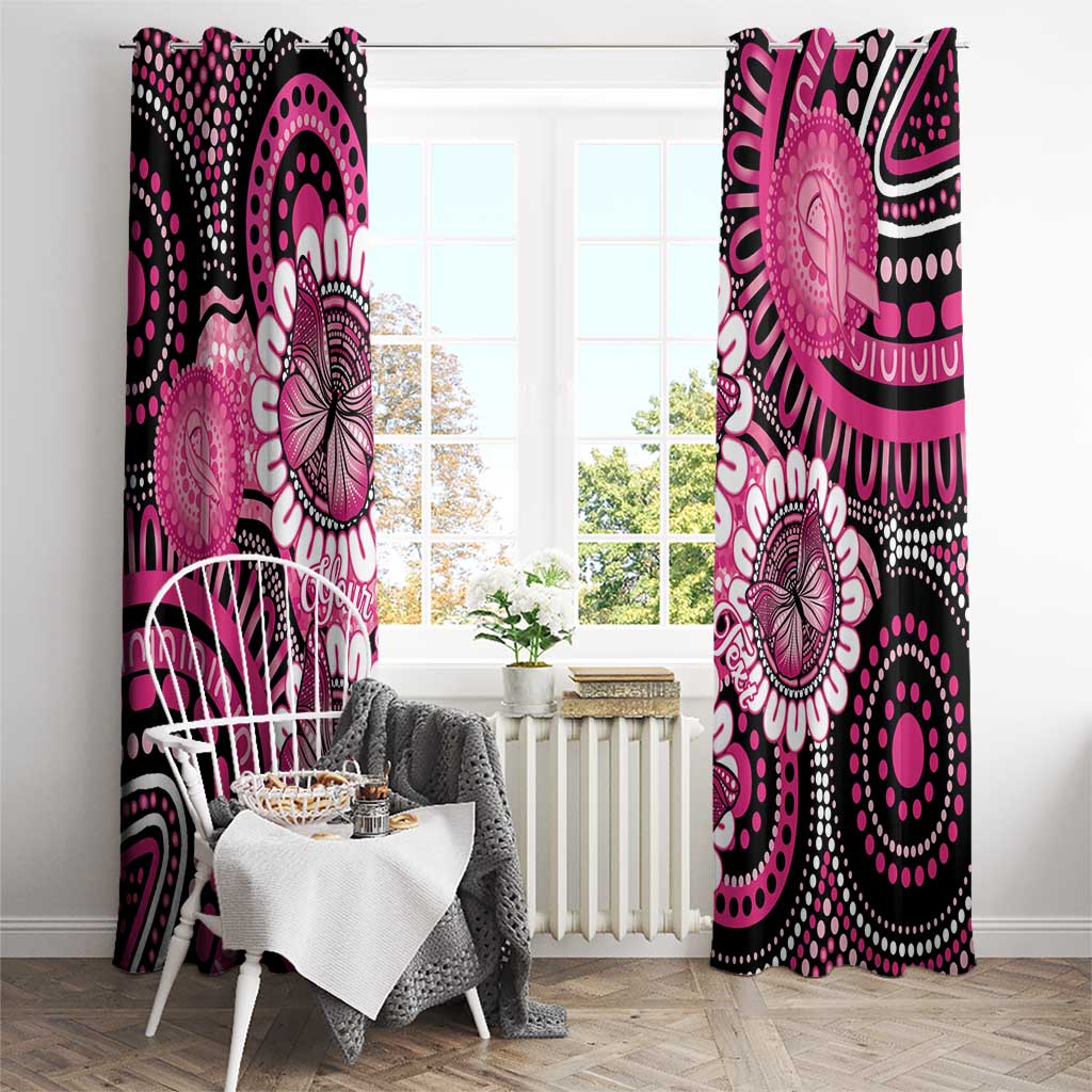 Personalised Australia Indigenous Window Curtain Breast Cancer Ribbon Think Pink - Black Version LT14