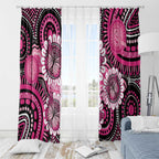 Personalised Australia Indigenous Window Curtain Breast Cancer Ribbon Think Pink - Black Version LT14