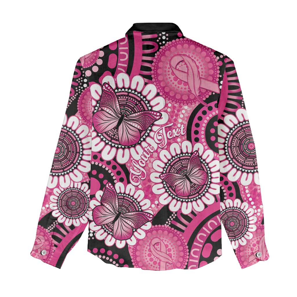 Personalised Australia Indigenous Women Casual Shirt Breast Cancer Ribbon Think Pink - Black Version LT14