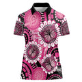 Personalised Australia Indigenous Women Polo Shirt Breast Cancer Ribbon Think Pink - Black Version LT14