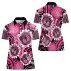 Personalised Australia Indigenous Women Polo Shirt Breast Cancer Ribbon Think Pink - Black Version LT14