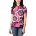 Personalised Australia Indigenous Women Polo Shirt Breast Cancer Ribbon Think Pink - Black Version LT14