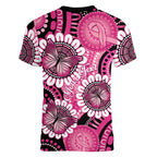 Personalised Australia Indigenous Women V-Neck T-Shirt Breast Cancer Ribbon Think Pink - Black Version LT14