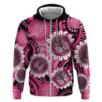 Personalised Australia Indigenous Zip Hoodie Breast Cancer Ribbon Think Pink - Black Version LT14