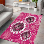 Personalised Australia Indigenous Area Rug Breast Cancer Ribbon Think Pink - Pink Version LT14