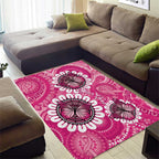Personalised Australia Indigenous Area Rug Breast Cancer Ribbon Think Pink - Pink Version LT14