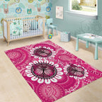 Personalised Australia Indigenous Area Rug Breast Cancer Ribbon Think Pink - Pink Version LT14