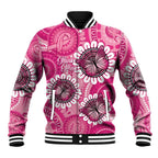 Personalised Australia Indigenous Baseball Jacket Breast Cancer Ribbon Think Pink - Pink Version LT14