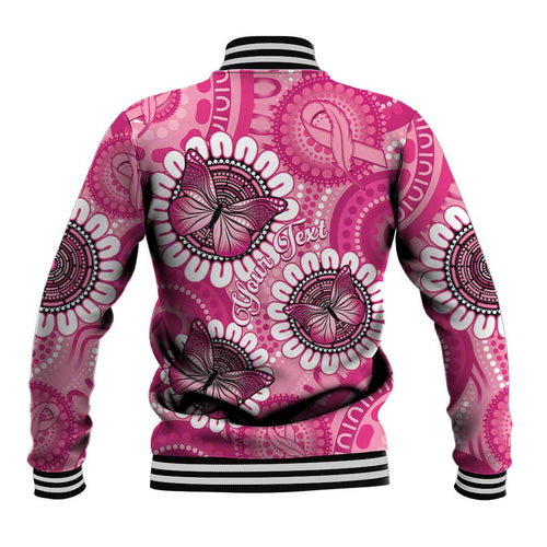 Personalised Australia Indigenous Baseball Jacket Breast Cancer Ribbon Think Pink - Pink Version LT14