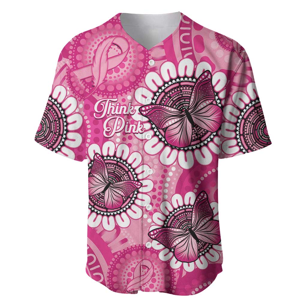 Personalised Australia Indigenous Baseball Jersey Breast Cancer Ribbon Think Pink - Pink Version LT14
