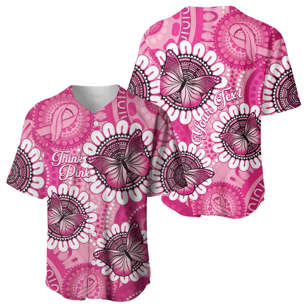 Personalised Australia Indigenous Baseball Jersey Breast Cancer Ribbon Think Pink - Pink Version LT14