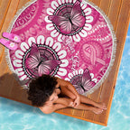 Personalised Australia Indigenous Beach Blanket Breast Cancer Ribbon Think Pink - Pink Version LT14
