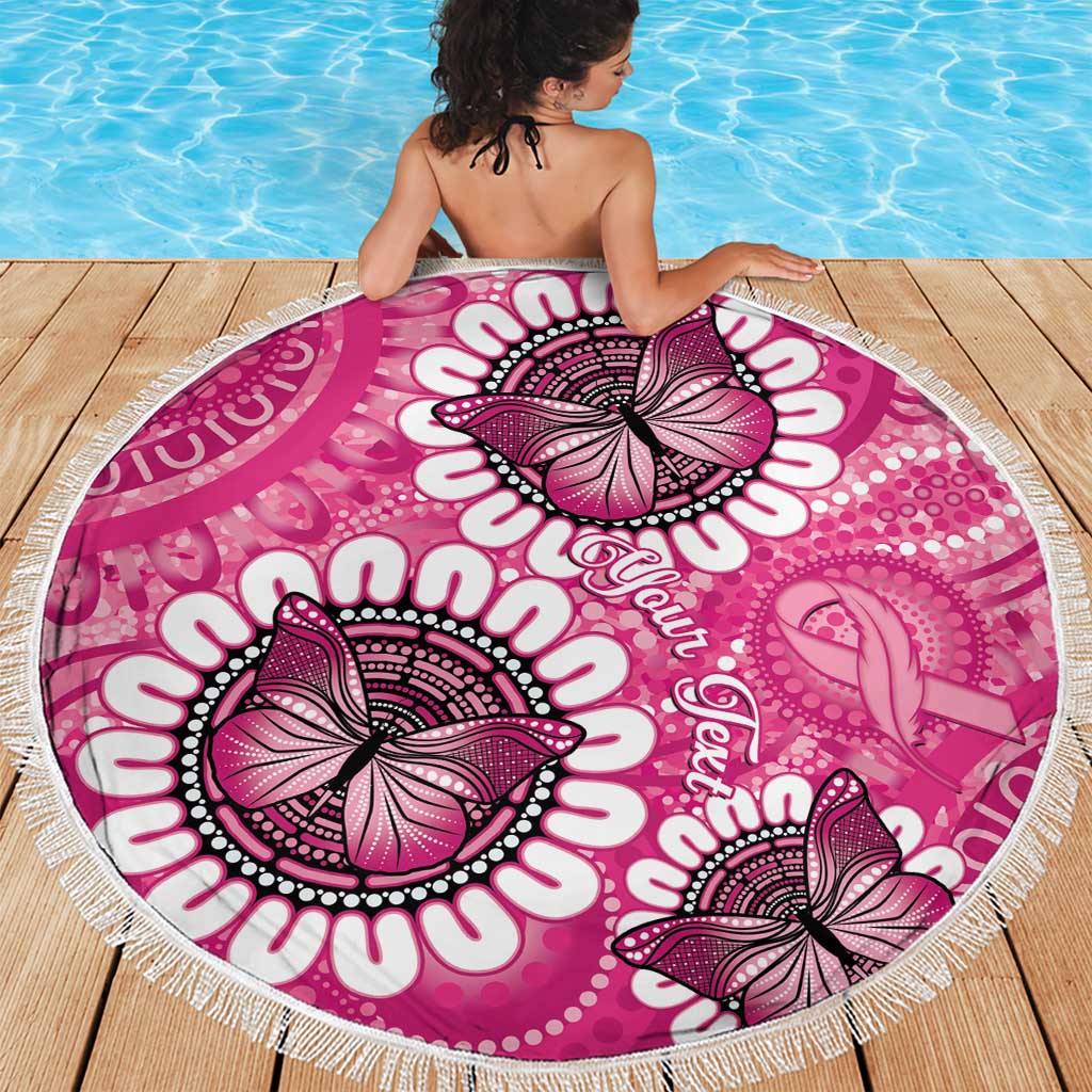 Personalised Australia Indigenous Beach Blanket Breast Cancer Ribbon Think Pink - Pink Version LT14