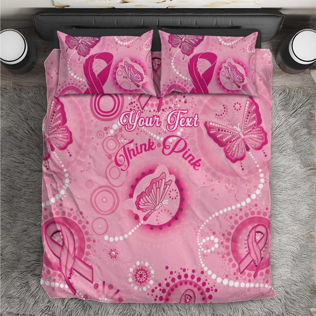 Personalised Australia Indigenous Bedding Set Breast Cancer Ribbon Think Pink - Pink Version
