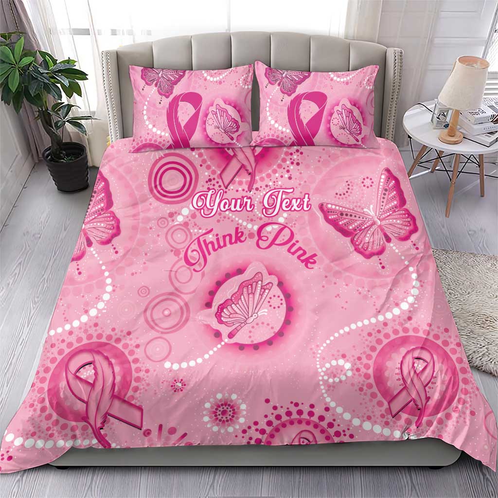 Personalised Australia Indigenous Bedding Set Breast Cancer Ribbon Think Pink - Pink Version