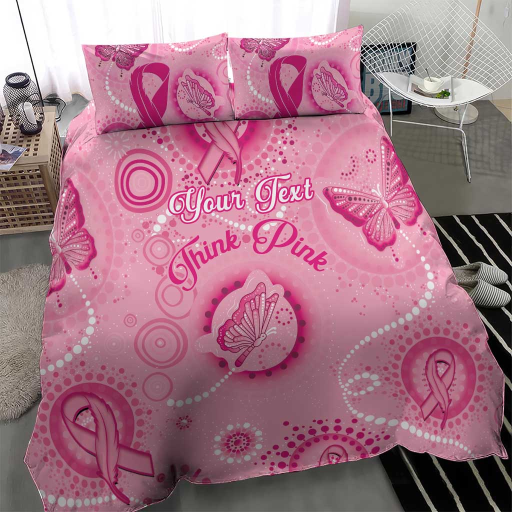 Personalised Australia Indigenous Bedding Set Breast Cancer Ribbon Think Pink - Pink Version