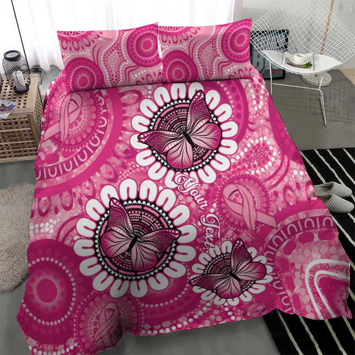Personalised Australia Indigenous Bedding Set Breast Cancer Ribbon Think Pink - Pink Version LT14