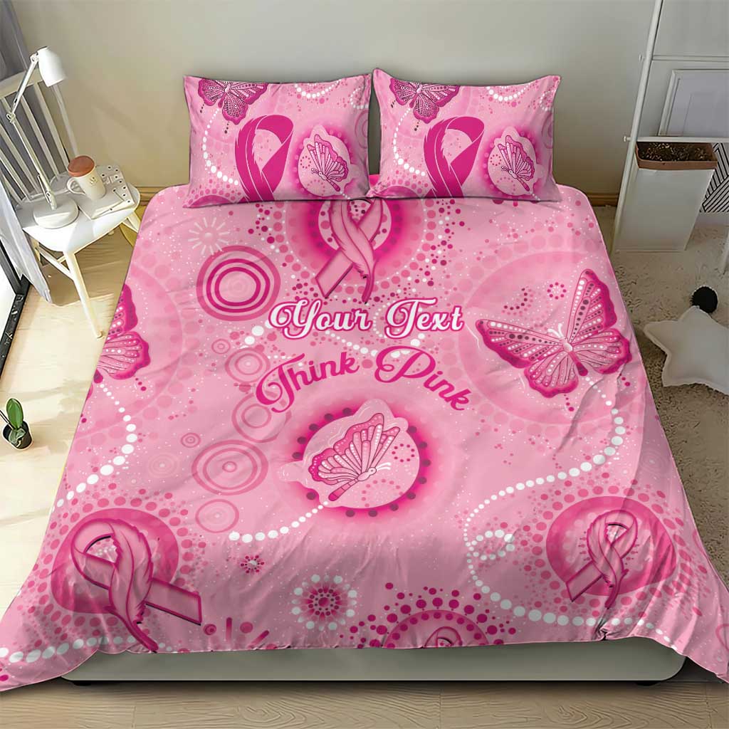 Personalised Australia Indigenous Bedding Set Breast Cancer Ribbon Think Pink - Pink Version