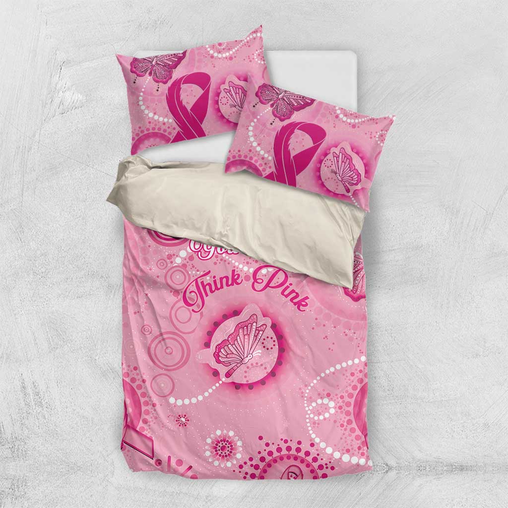 Personalised Australia Indigenous Bedding Set Breast Cancer Ribbon Think Pink - Pink Version