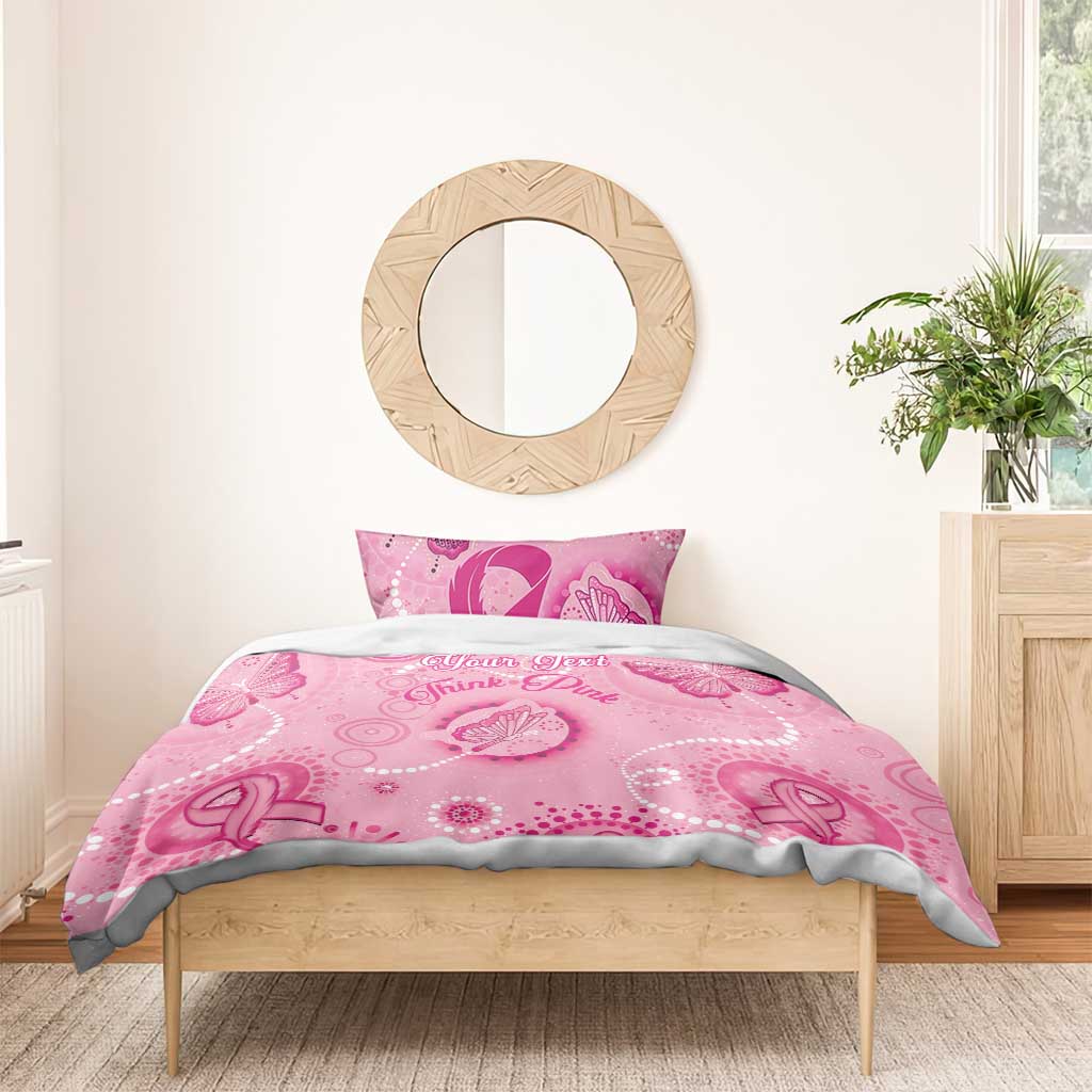 Personalised Australia Indigenous Bedding Set Breast Cancer Ribbon Think Pink - Pink Version