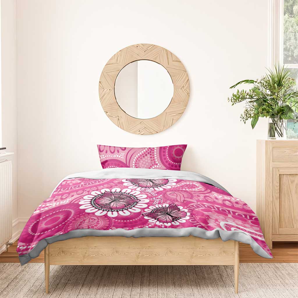 Personalised Australia Indigenous Bedding Set Breast Cancer Ribbon Think Pink - Pink Version LT14