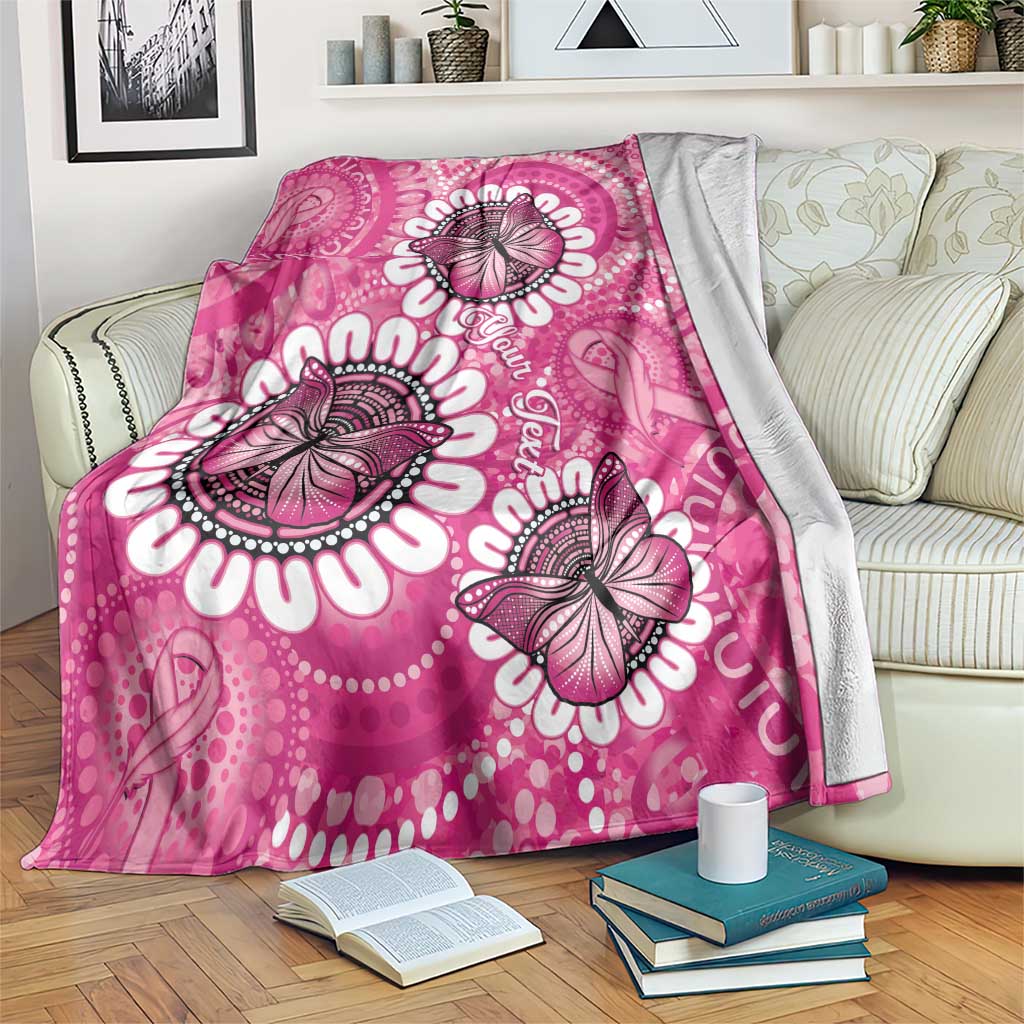 Personalised Australia Indigenous Blanket Breast Cancer Ribbon Think Pink - Pink Version LT14