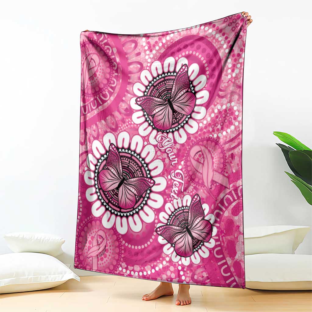 Personalised Australia Indigenous Blanket Breast Cancer Ribbon Think Pink - Pink Version LT14