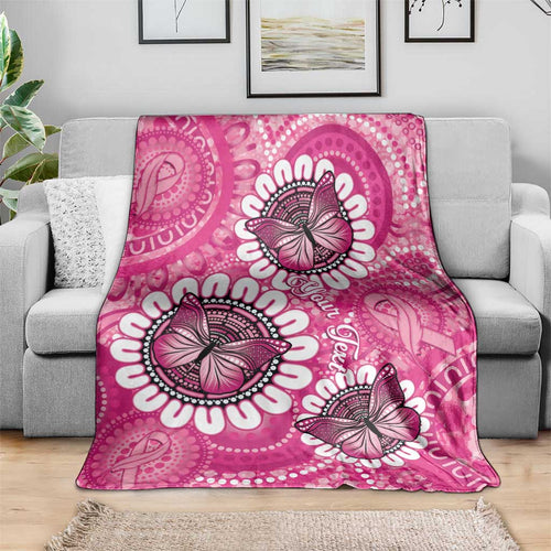 Personalised Australia Indigenous Blanket Breast Cancer Ribbon Think Pink - Pink Version LT14