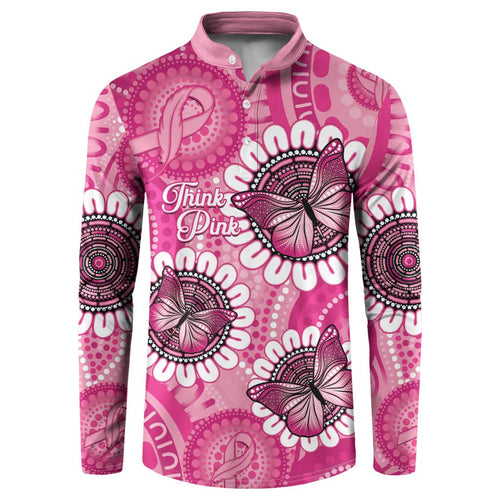 Personalised Australia Indigenous Button Sweatshirt Breast Cancer Ribbon Think Pink - Pink Version LT14