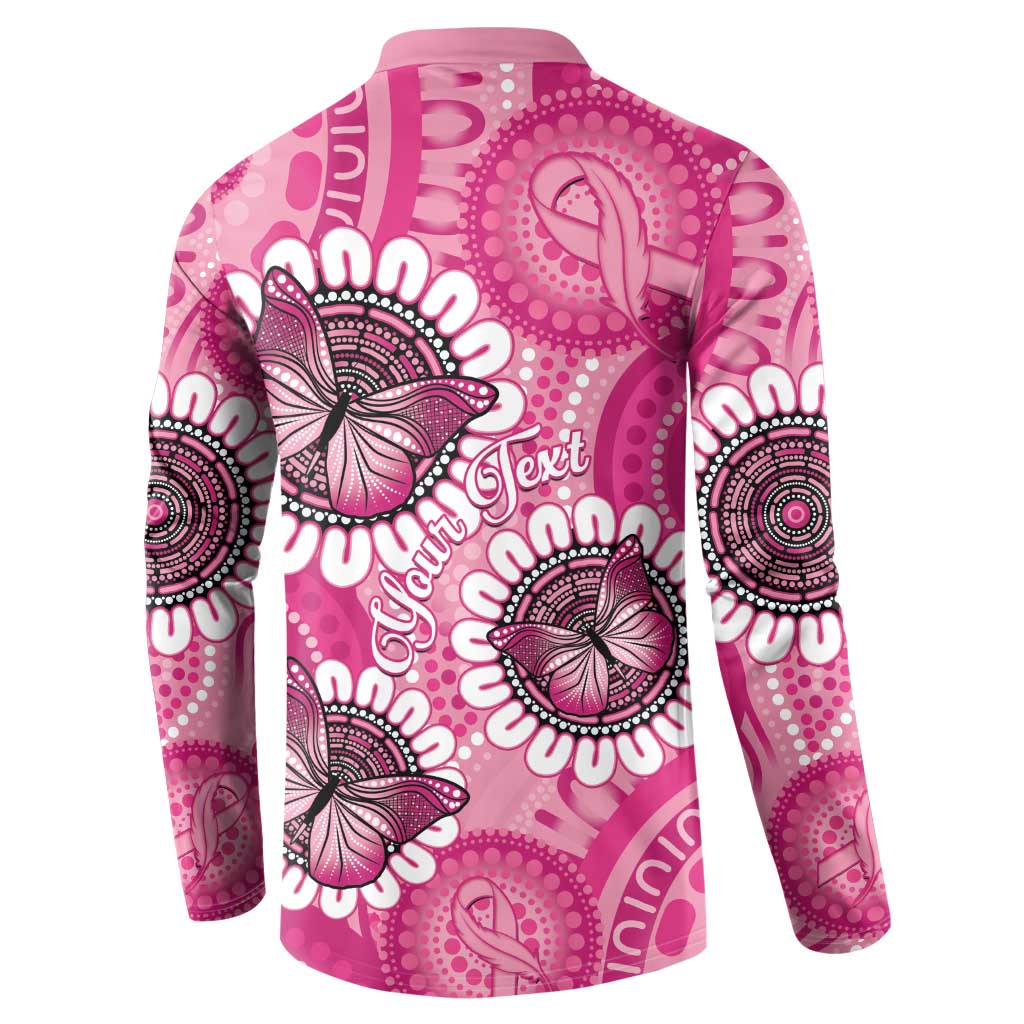 Personalised Australia Indigenous Button Sweatshirt Breast Cancer Ribbon Think Pink - Pink Version LT14