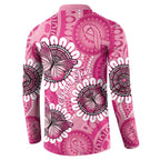 Personalised Australia Indigenous Button Sweatshirt Breast Cancer Ribbon Think Pink - Pink Version LT14