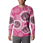 Personalised Australia Indigenous Button Sweatshirt Breast Cancer Ribbon Think Pink - Pink Version LT14