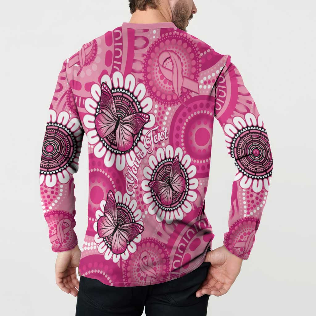 Personalised Australia Indigenous Button Sweatshirt Breast Cancer Ribbon Think Pink - Pink Version LT14