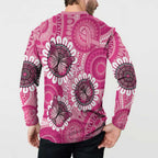 Personalised Australia Indigenous Button Sweatshirt Breast Cancer Ribbon Think Pink - Pink Version LT14