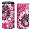 Personalised Australia Indigenous 4 in 1 Can Cooler Tumbler Breast Cancer Ribbon Think Pink - Pink Version LT14