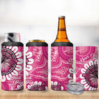 Personalised Australia Indigenous 4 in 1 Can Cooler Tumbler Breast Cancer Ribbon Think Pink - Pink Version LT14