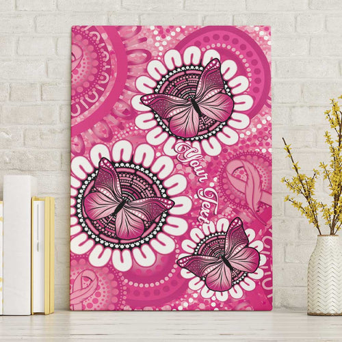 Personalised Australia Indigenous Canvas Wall Art Breast Cancer Ribbon Think Pink - Pink Version LT14