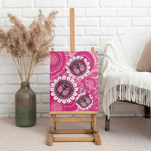 Personalised Australia Indigenous Canvas Wall Art Breast Cancer Ribbon Think Pink - Pink Version LT14