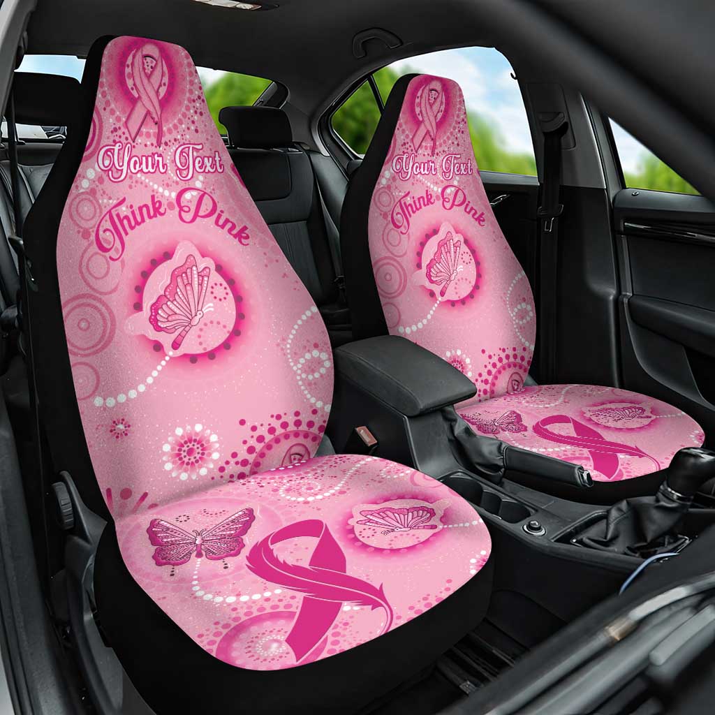 Personalised Australia Indigenous Car Seat Cover Breast Cancer Ribbon Think Pink - Pink Version