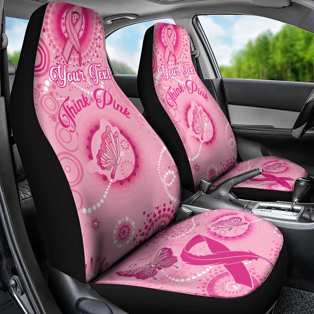 Personalised Australia Indigenous Car Seat Cover Breast Cancer Ribbon Think Pink - Pink Version