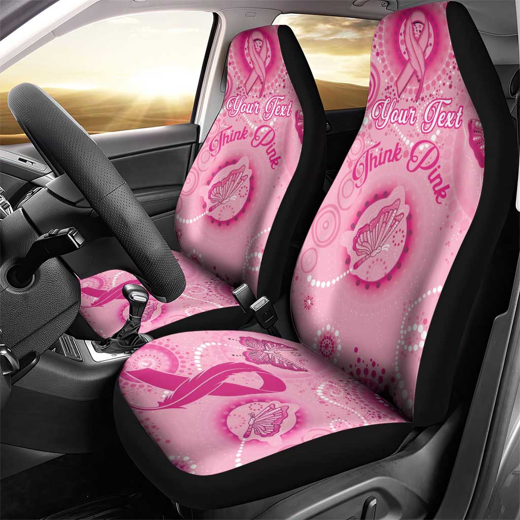 Personalised Australia Indigenous Car Seat Cover Breast Cancer Ribbon Think Pink - Pink Version